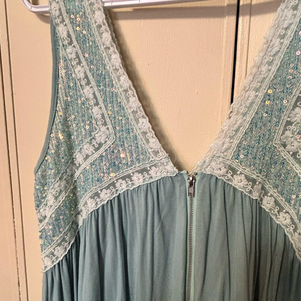 POL Teal Sequin Lace Tank Top - Picture 6 of 16